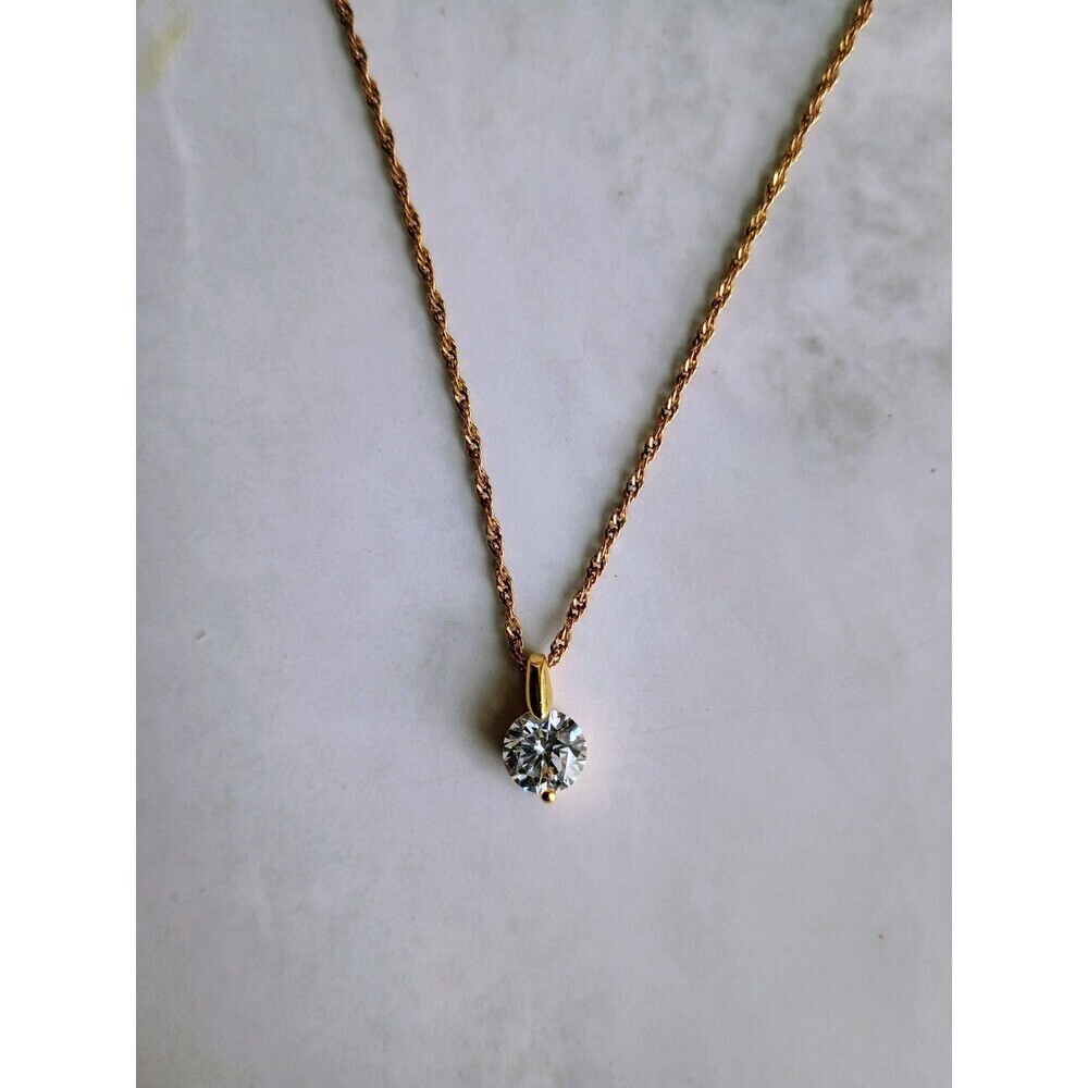 Sterling Silver 925 Italy Pendant Necklace 1/4" CZ Stone – 4g